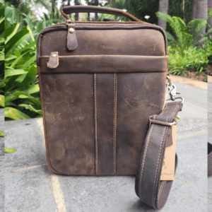 rugged unisex genuine leather messenger & crossbody bag