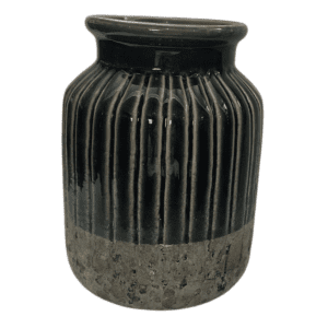 ceramic pot green ribbed small