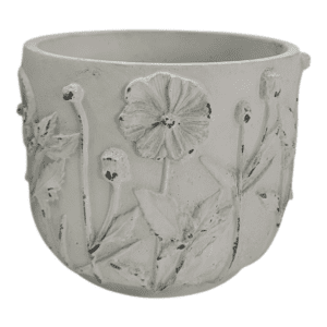 ceramic pot white flower detail 12x12x10cm (copy)