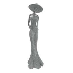 silver lady holding her hat 13x11x36cm (copy)