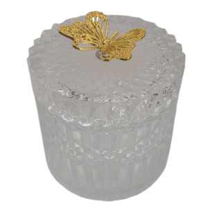 trinket glass with golden butterfly 11x11x13cm