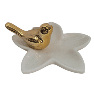 trinket white with white lid & golden bird 8x8x11cm (copy)
