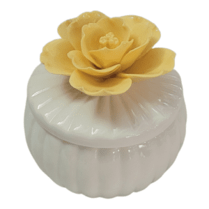 yellow rose trinket bowl with lid