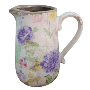 ceramic pot with pastel florals crackle detail 21x21x15cm (copy)