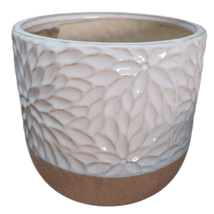 ceramic white flowers bottom brown l 18cm