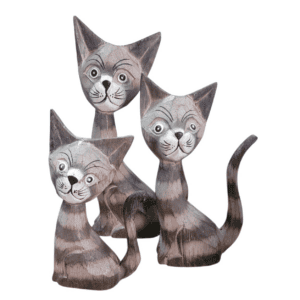 wood cat long tail set grey stripe (14,16,18cm)
