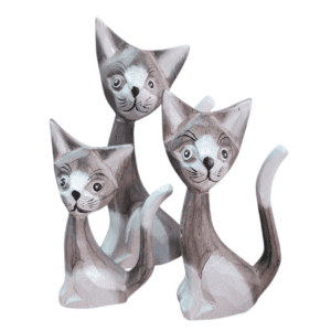 wood cat long tail set white (14,16,18cm)